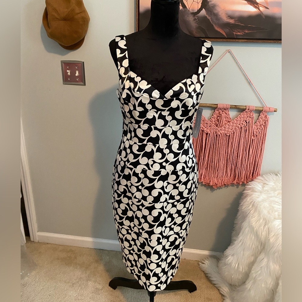 London Times Black/White Cocktail Dress - Picture 1 of 9
